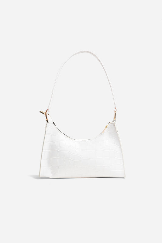 Lucia Mini White Croc Bag