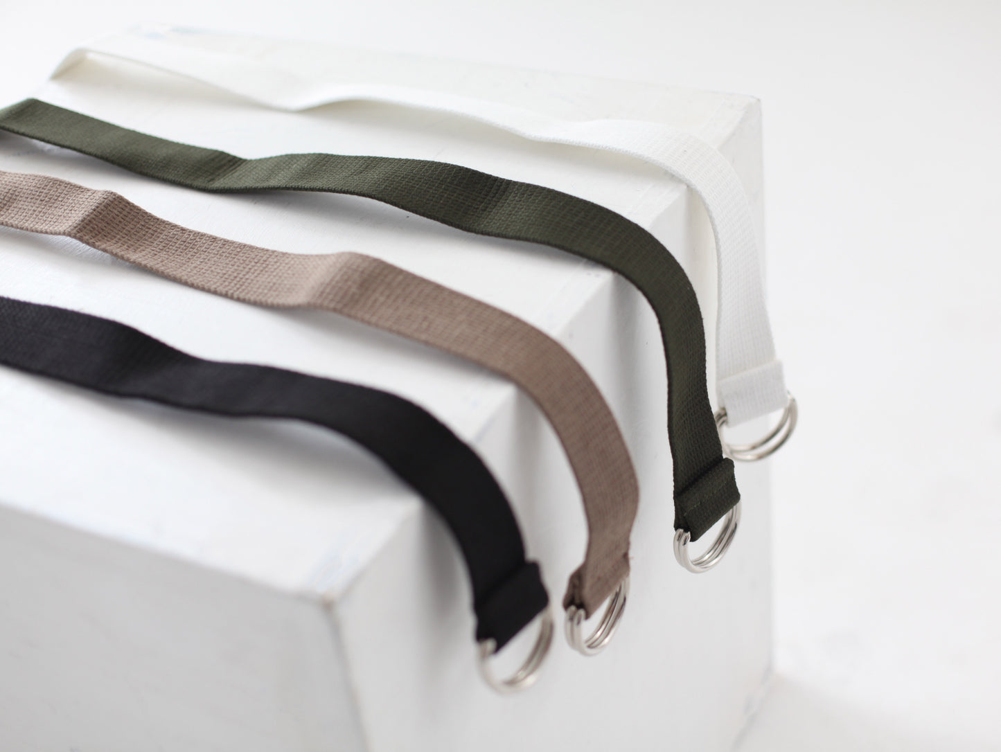 YLICO White Fabric D-Ring Belt