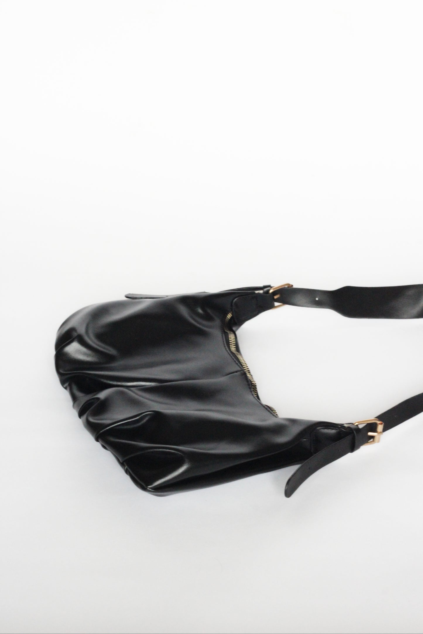 ELLA Black Ruched Cross Body Bag