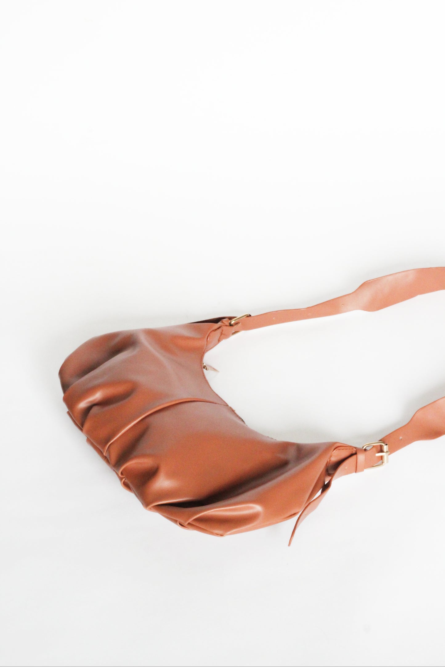 ELLA Tan Ruched Cross Body Bag
